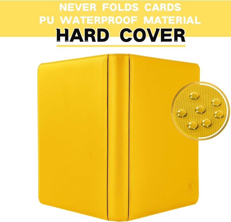 KUOOKING Toploader Binder, Holds 128+ Toploaders, 4 Pocket Top Loader Card Storage Case, Double-Sided Pockets for trading card in 3 x 4'' Toploaders (Yellow) - Image 3